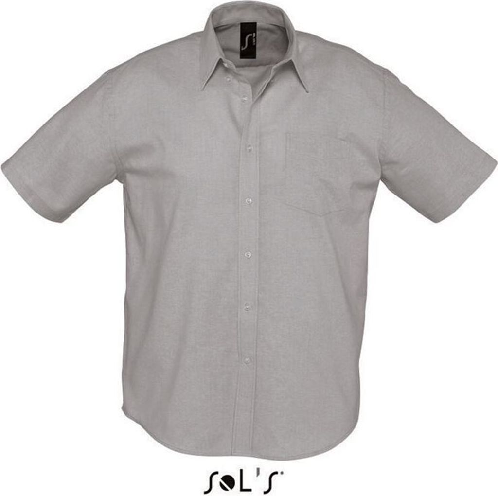 SOL'S Herren Hemd Kurzarm Oxford Oberhemd Shirt Classic Fit Business, Größe:XL, Farbe:Silber