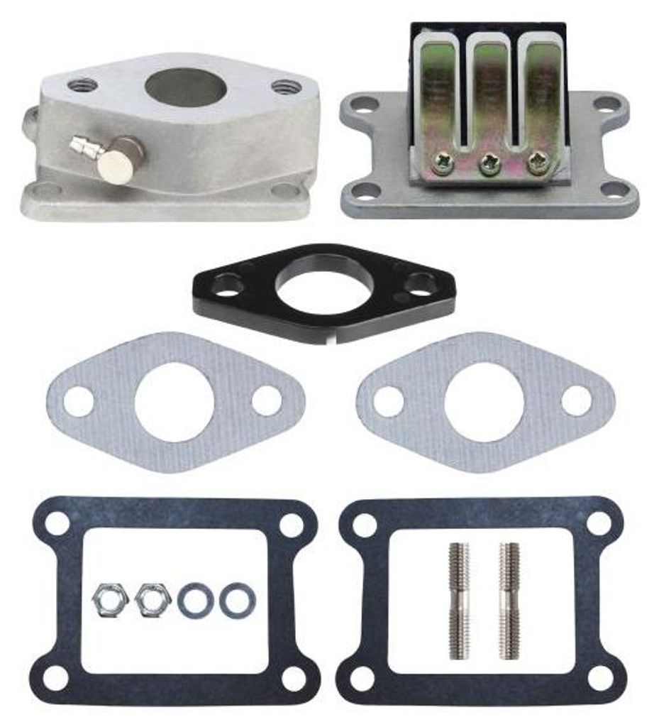Ansaugstutzen 20mm + Isolierplatte + Membranblock + Dichtungen für Yamaha DT 50 R M MX (bis 2003) / RD 50 M MX DX - Cito