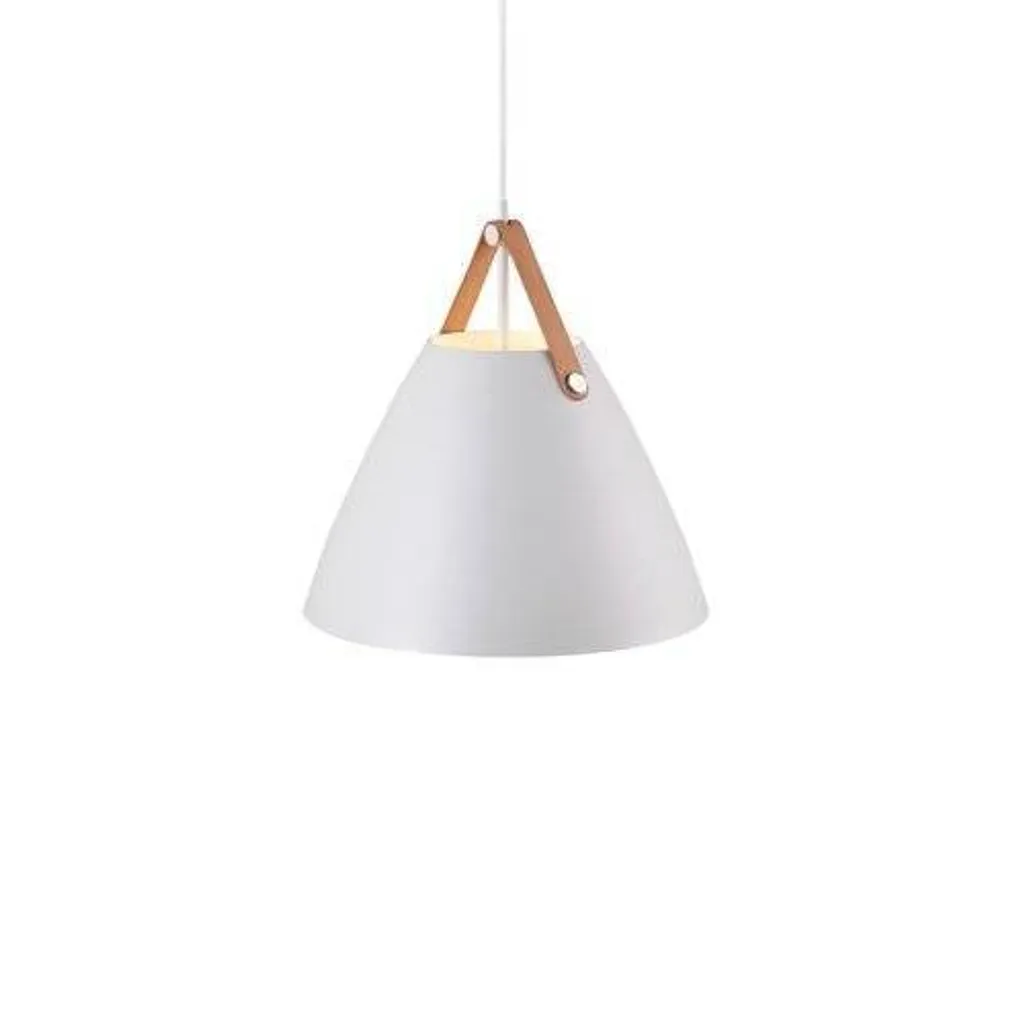Suspension design blanche en métal et cuir Strap 48 cm pour salle à manger