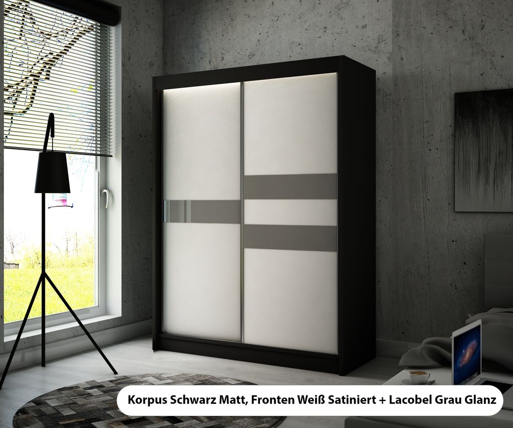 FEDVE Kleiderschrank TAMA Schlafzimmerschrank Wohnzimmerschrank Garderobenschrank modern 215x120x61