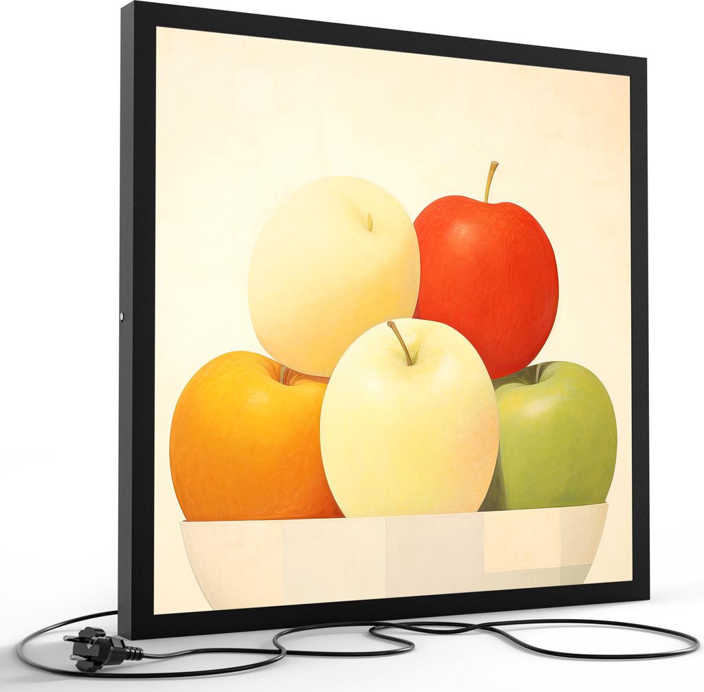 DEQORI LED-Bild & Lampe 60x60 cm Schwarz 'Stillleben in Farbe' Leuchtbild LED Leuchte