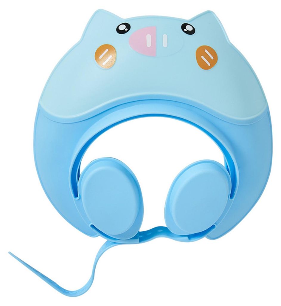 Baby-Duschhaube aus Silikon, sicherer Schutz, Badehaube mit weichem Visier, Cartoon-Form, verstellbarer Riemen, wasserdichte Shampoo-Haube