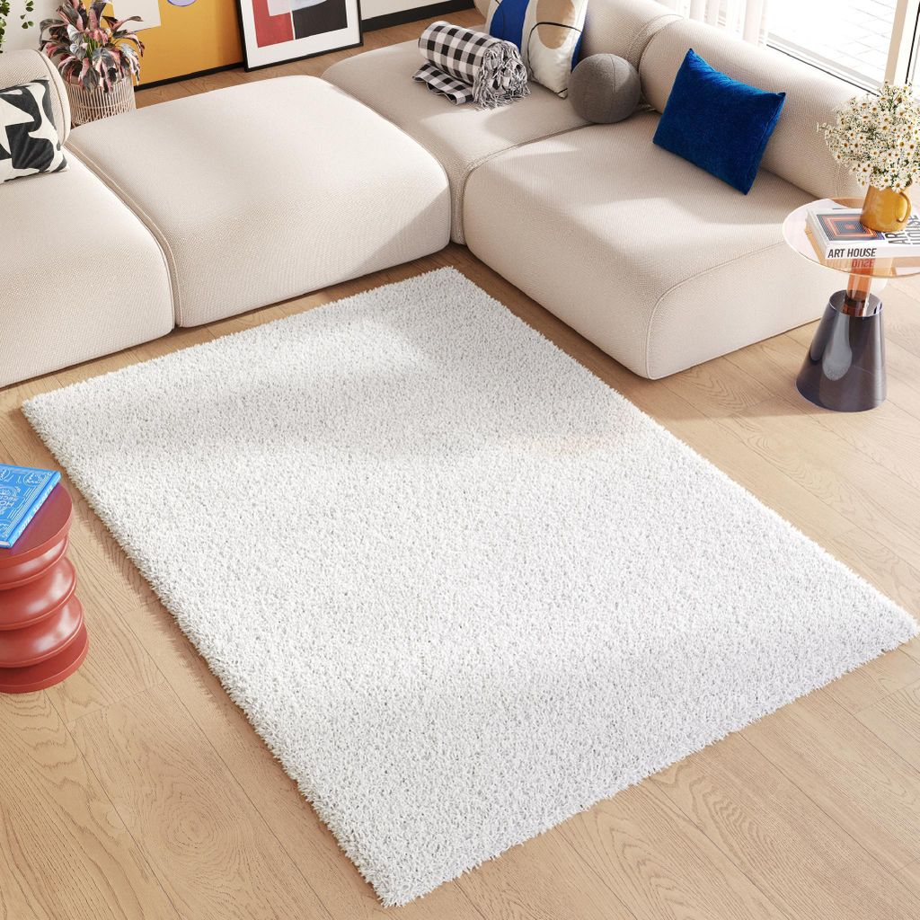 Tapiso Teppich ESSENCE Shaggy Einfarbig Modern Creme 240 x 330 cm