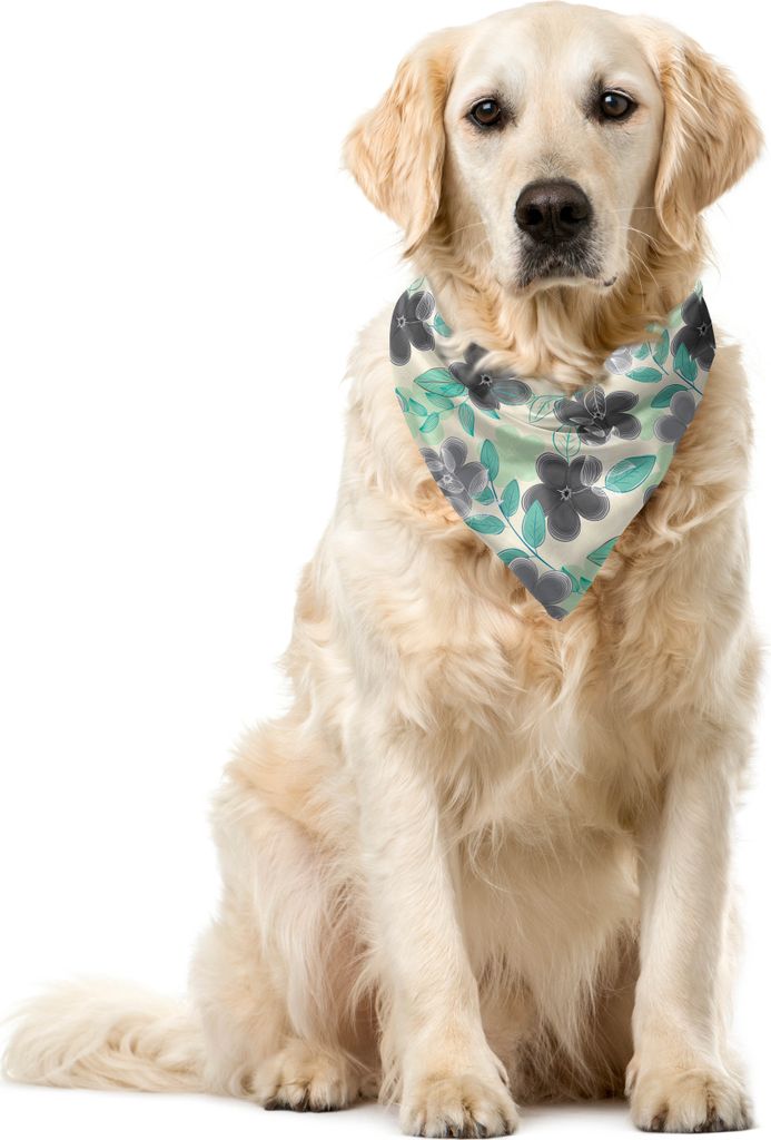 ABAKUHAUS Blumen Haustier Bandana, Abstrakt nostalgischen Retro, 40x40 cm, Koksgraue Mint Green
