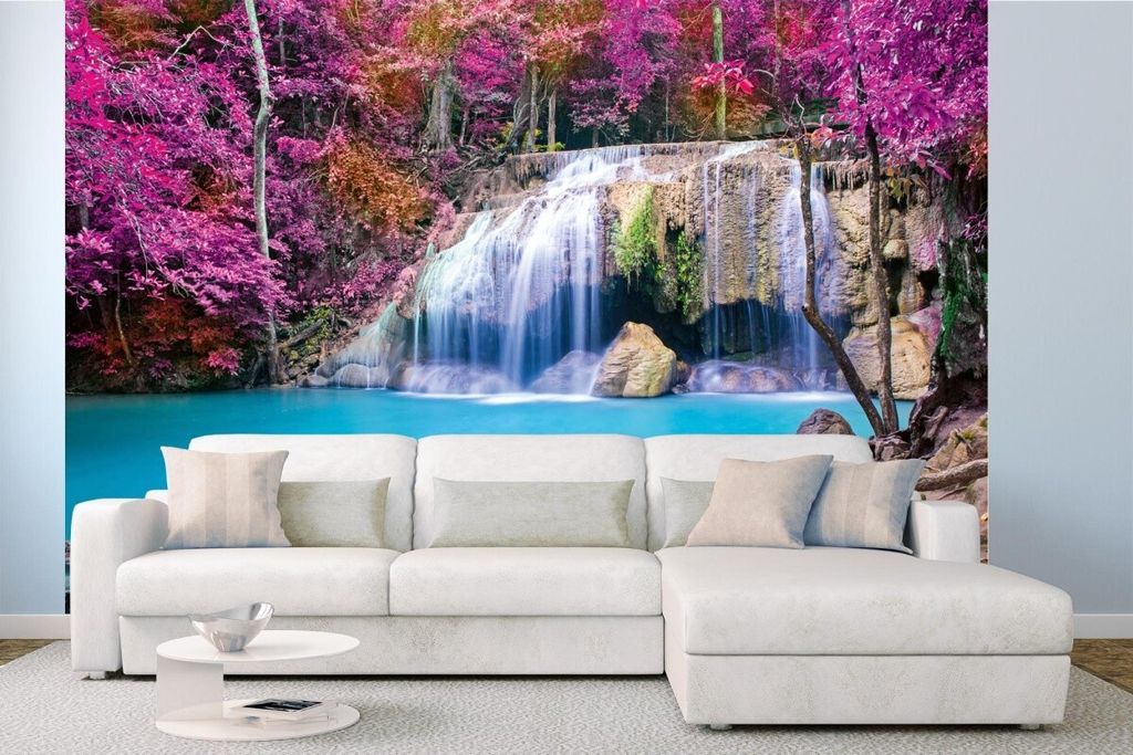 Vlies Fototapete WASSERFALL IM TIEFEN WALD 375 x 250 cm (inkl. Kleister) - Vlies Tapete, Wandtapete, Wandbilder - Tapete für Wohnzimmer Schlafzimm...
