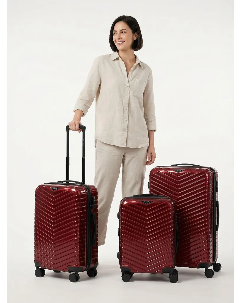 Ensemble Bagages Voyage REDOLZ Essentials 18 Rouge 3 Valises 56cm