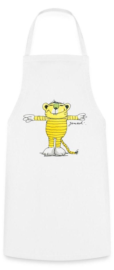 Spreadshirt Janosch Tiger Pose Kochschürze, One size, Weiß