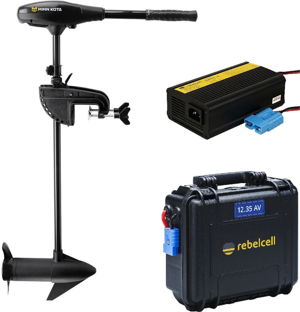 MINN KOTA Endura MAX 50 Elektro-Außenborder mit Akku und Ladegerät : mit Akku 35AH & 10A Ladegerät