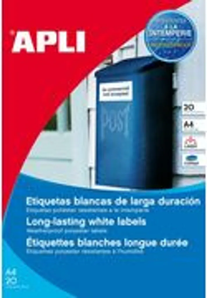 Étiquettes Imperméables Indéchirables Agipa en Film Blanc 99,1x67,7mm
