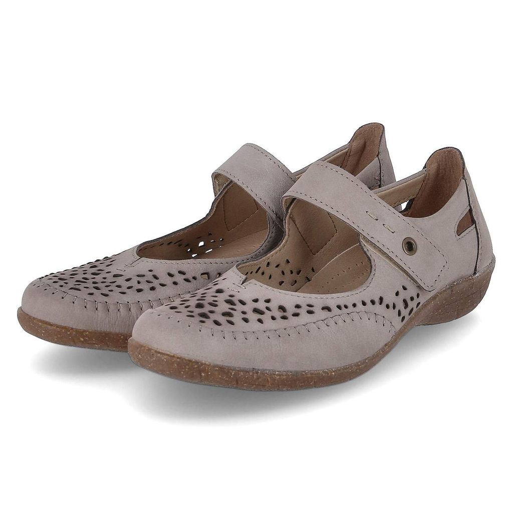 Beliana Damen Spangen-Ballerinas SABINE 86 Taupe Rauleder Größe: 40