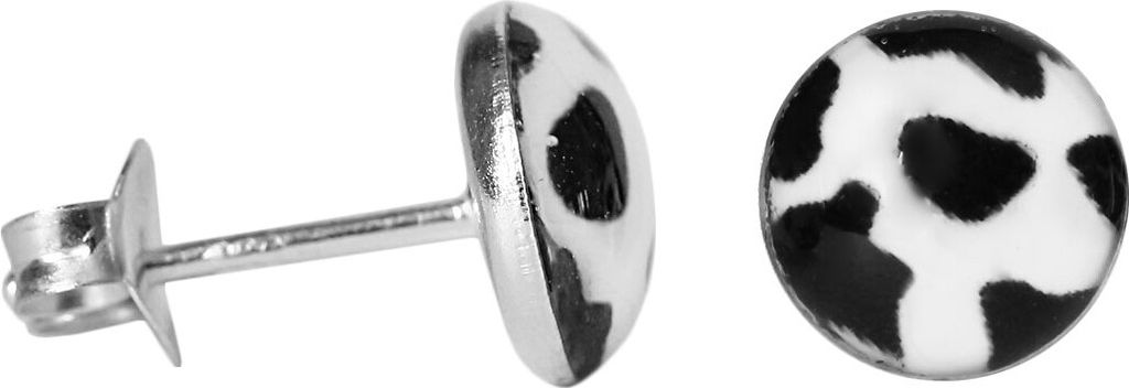 Silber Ohrstecker mit verschiedenen Tiermustern Tiermuster - Kuh