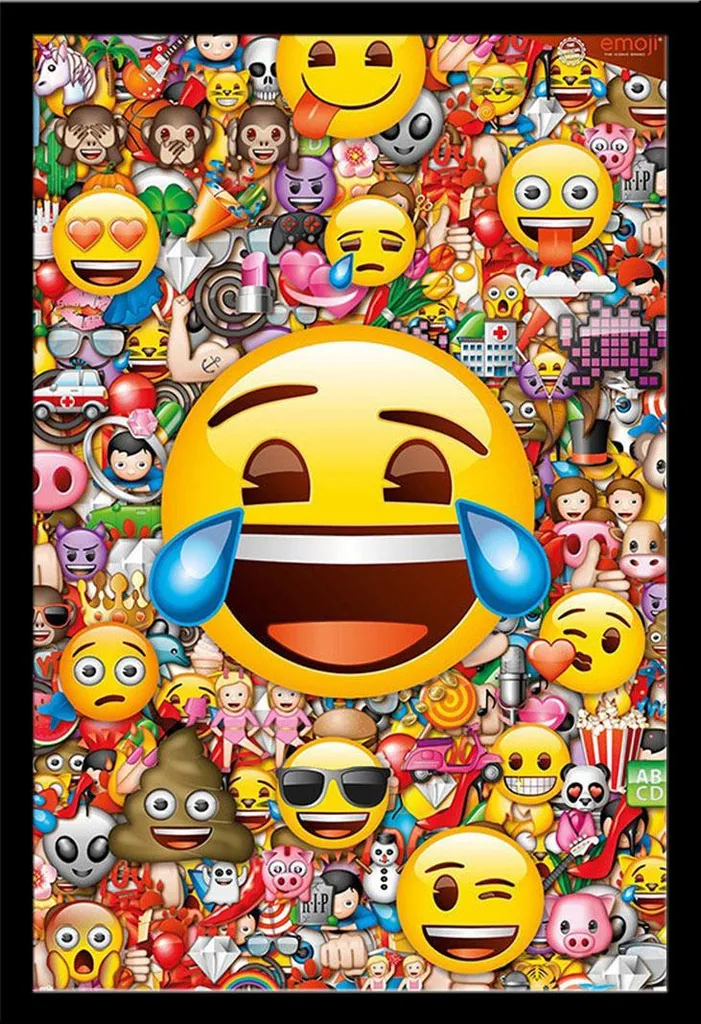 Poster Emoji Laugh Cadre Noir Shinsuke® en MDF et Vitre Acrylique