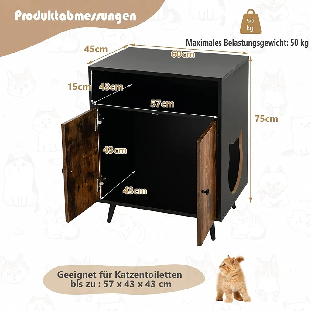Table d'appoint pour chat avec cache-litière intégré pour le salon - 6