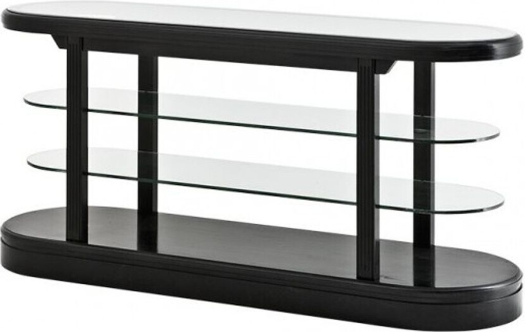 Casa Padrino Luxus Birkenholz Konsole Schwarz 180 x 57 x H. 87,5 cm - Luxus Qualität