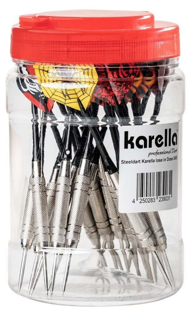 Karella Steeldarts lose 24 St. in Großbox, Messingbarrel mit Alushaft, 19 g, 2 BA Kleingewinde