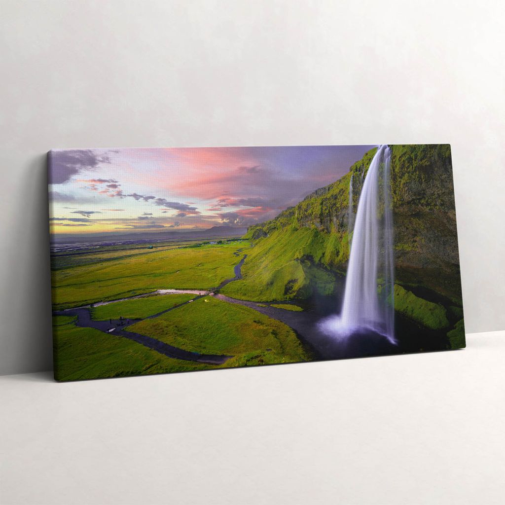 Halbe und Wasserfalllandschaft – Leinwandbild Wandbild – 100x50 cm – Leinwandbilder – Wandbilder – Schlafzimmer – Flur