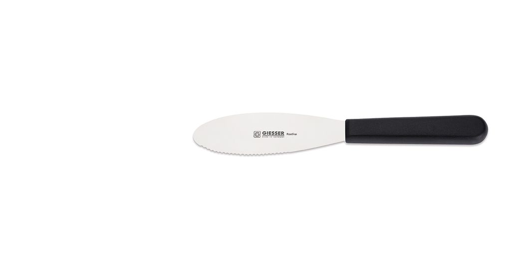 Giesser Messer Streichmesser halbflexibel rutschfest schwarz 12 cm, 3mm Wellenschliff