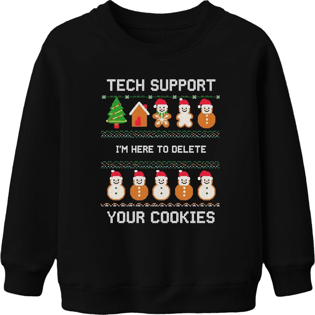 TECH SUPPORT I'M HERE TO DELETE Weihnachten IT Admin Geek Nerd Uni Kinder Sweatshirt Pullover, Schwarz, 104