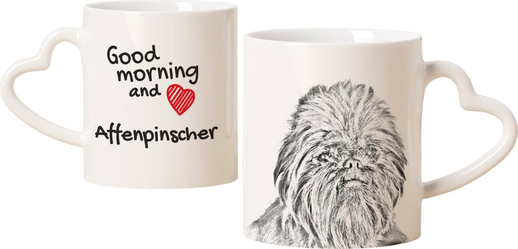 Affenpinscher - Tasse mit Hund, entzückende Tasse mit herzförmigem Henkel, universelles Geschenk der Marke Art-Dog