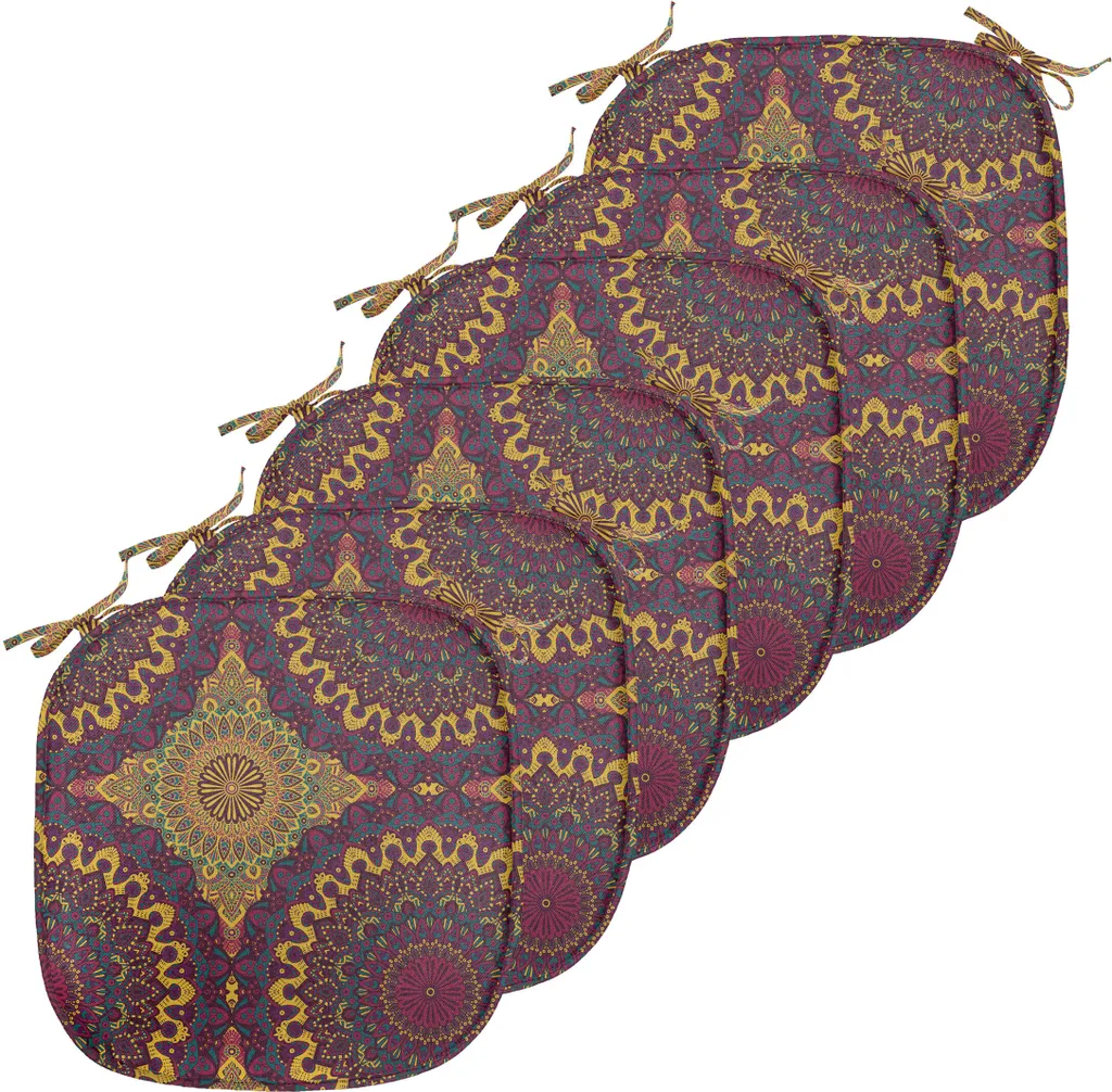Coussin de Siège avec Sangles Imperméable Motif Tribal Mandala - 6 Unités