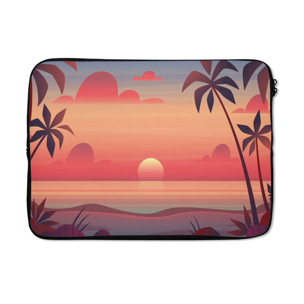 MuchoWow Laptop Hülle 14 ZollRetro - Strand - Sonne Laptoptasche - Laptoptasche - Stoßsicher - Schutzhaube