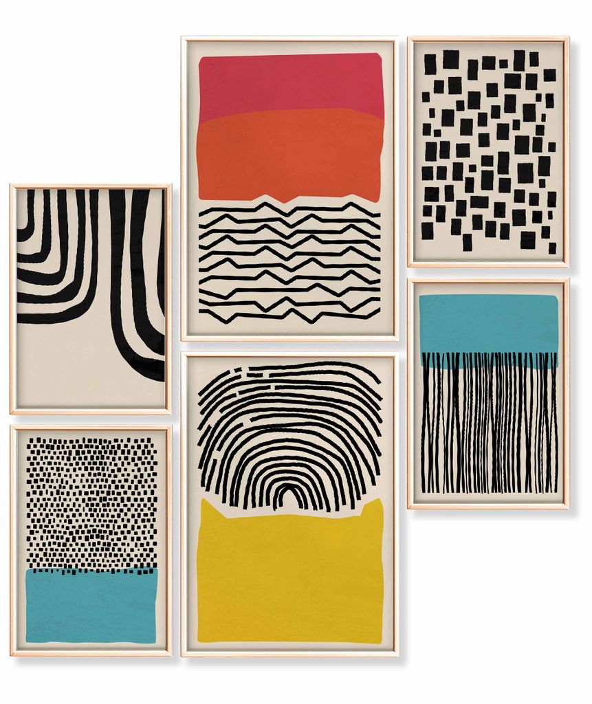 Heimlich Premium Poster Set, 2 x DIN A3 & 4 x DIN A4 - ca. 30x42 & 21x30, Stilvolle Poster Collagen mit passenden Bilder als Wanddeko » Abstrakt...