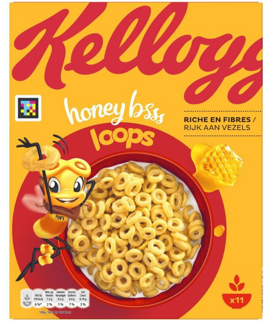 Kellogg's Honey Pops Loops raňajkové cereálie 330 g – Obrázok produktu 