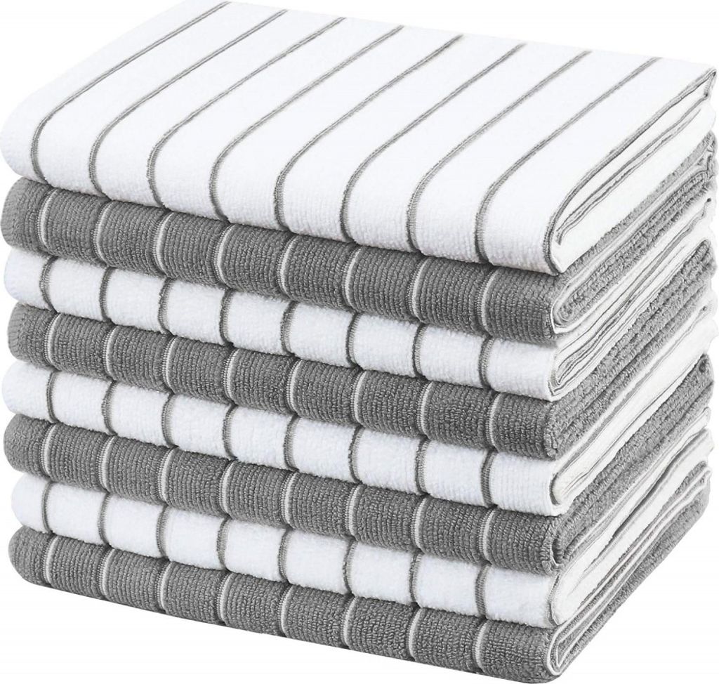 Geschirrtücher 8er-Set Microfaser 45 x 65 cm Grau und Weiß
