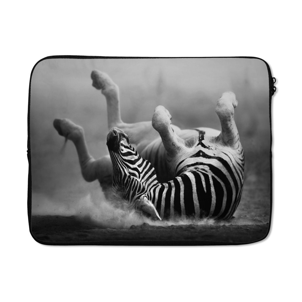 MuchoWow Laptop Hülle 17 Zoll Laptoptasche Zebra - Tiere - Schwarz - Weiß - Zipper - Schutzabdeckung