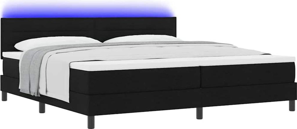Boxspringbett mit Matratze mit LED Schwarz 200 x 200 cm Stoff