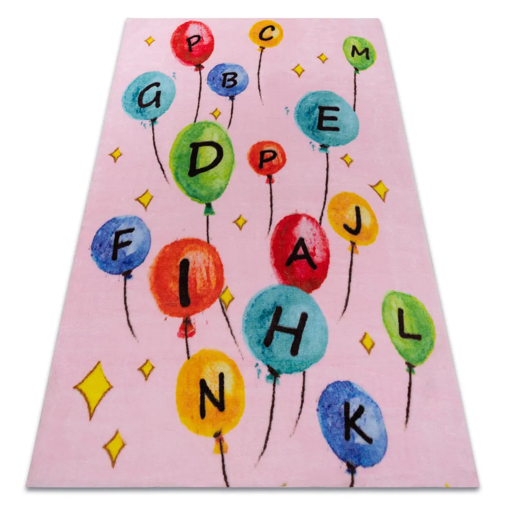 Tapis de chambre enfant alphabet et ballons rose PLAY 140x190 G3548-3