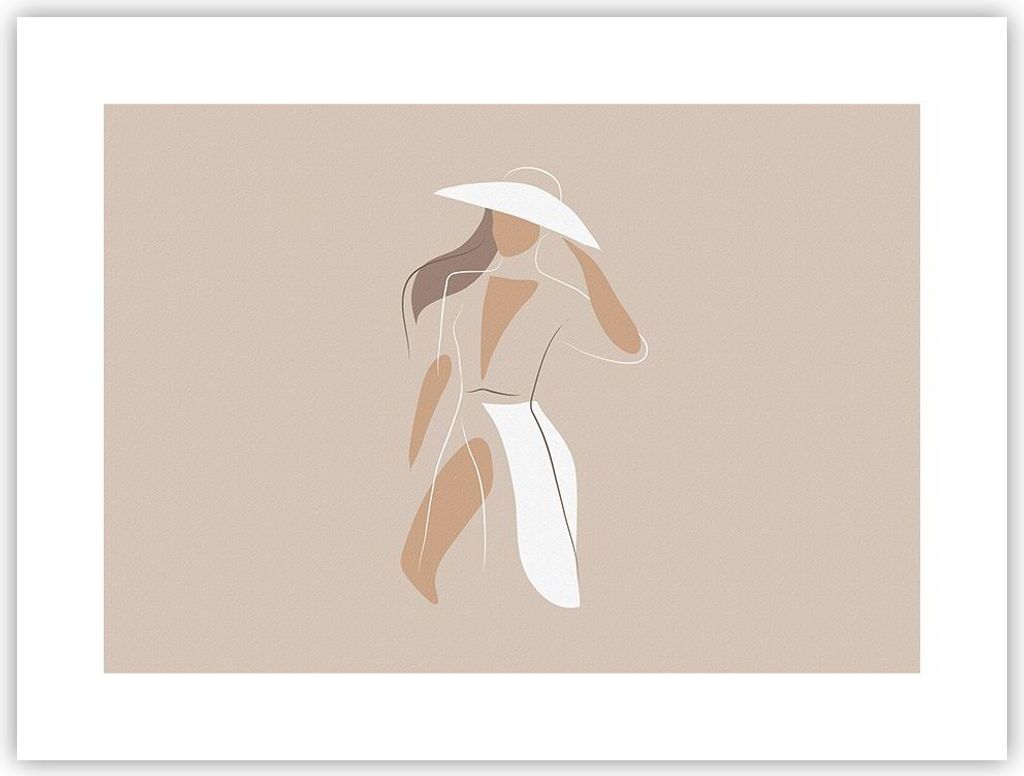 Poster - Poster ohne Rahmen - Minimalismus Frau Buntstift - 40x30 cm - Wand Bild - Wanddeko - Wandbilder - Kunstposter - Wandposter - Bilder - Kuns...