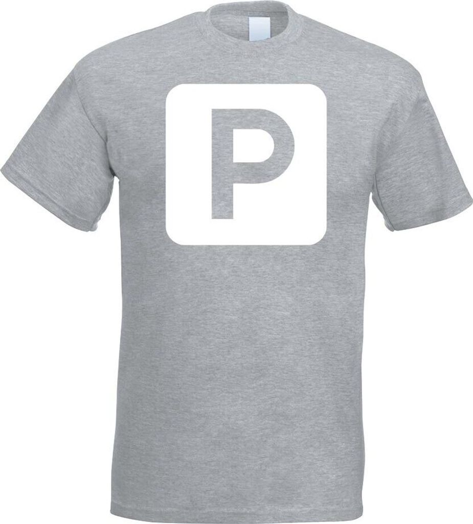 Kiwistar - T-Shirt - Graumeliert - Parkplatz Abstellplatz Piktogramme Herren Funshirt Bedruckt Design Sprüche Spruch Motive - mit Motiv Bedruckt -...
