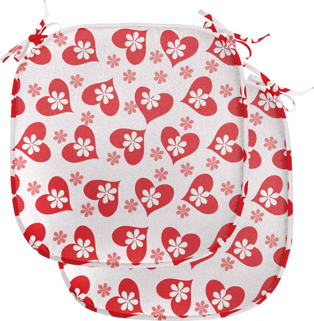 ABAKUHAUS Valentines Polster für Esszimmerstühle, Blumen Valentinstag, Dekoratives wasserfestes Kissen mit Riemen für Küchensitze, 40 cm x 40 c...