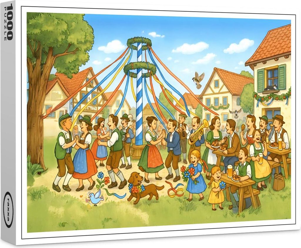raxxa Premium-Puzzle "Dance Under Maypole in bavarian village", 1000 Teile