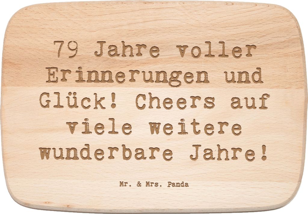 Mr. & Mrs. Panda Schneidebrett Spruch 79. Geburtstag Erinnerungen - Transparent - Geschenk, Happy Birthday, herzerwärmend, Meilenstein, schneidbre...