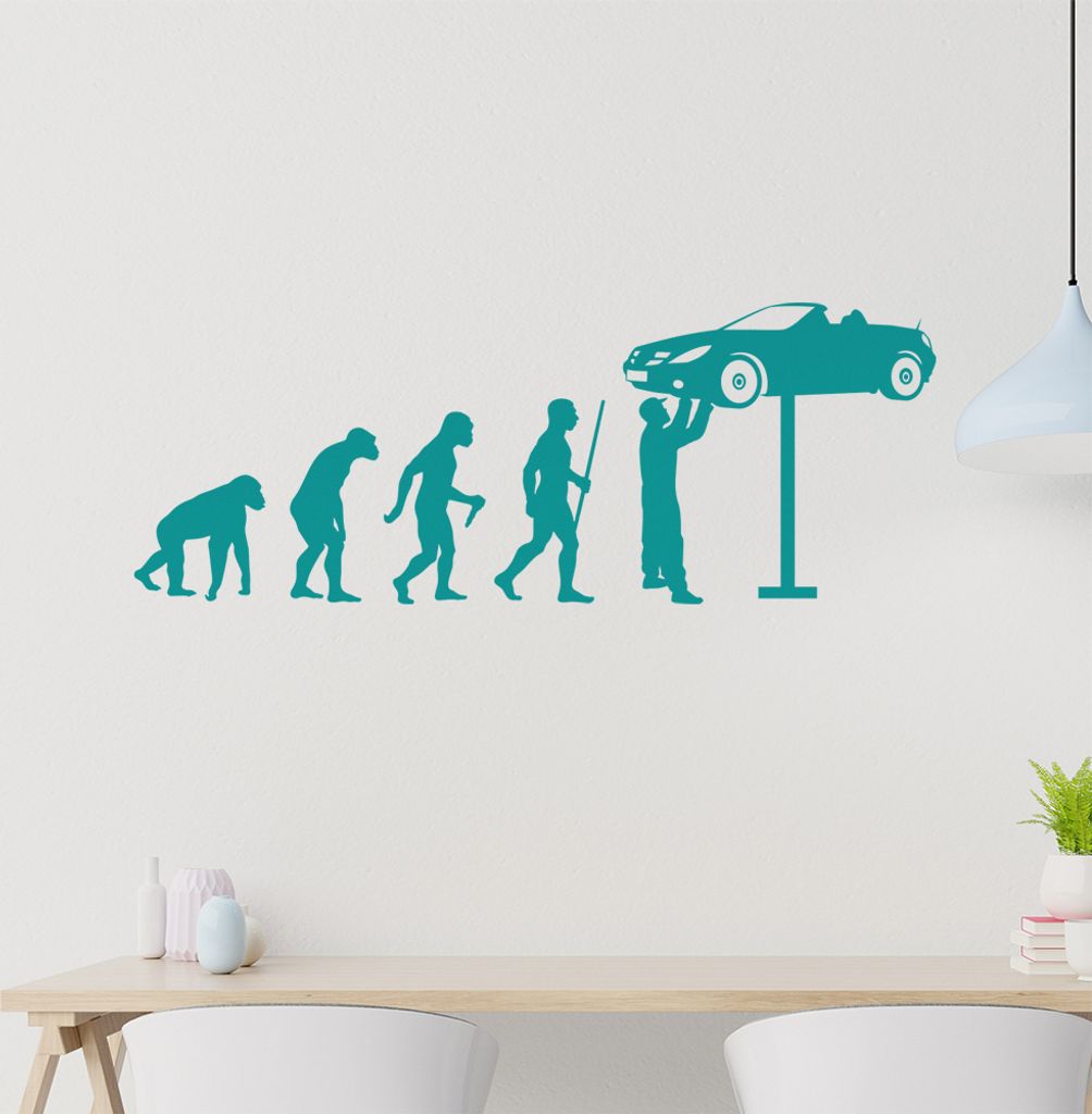 Automechaniker Evolution Wandtattoo Wandaufkleber Wall Sticker - Dekoration, Küche, Wohnzimmer, Schlafzimmer, Badezimmer