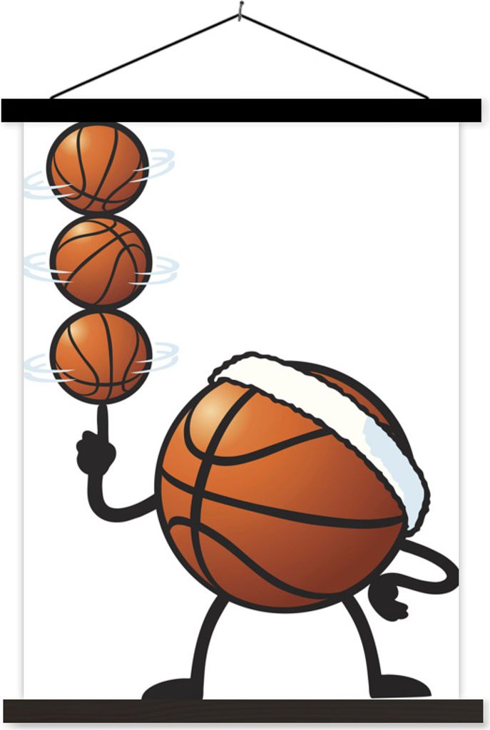 MuchoWow Textilposter Eine Illustration einer Basketballfigur mit mehreren Bällen 120x160 cm mit schwarzem Rahmen - Magnetischer