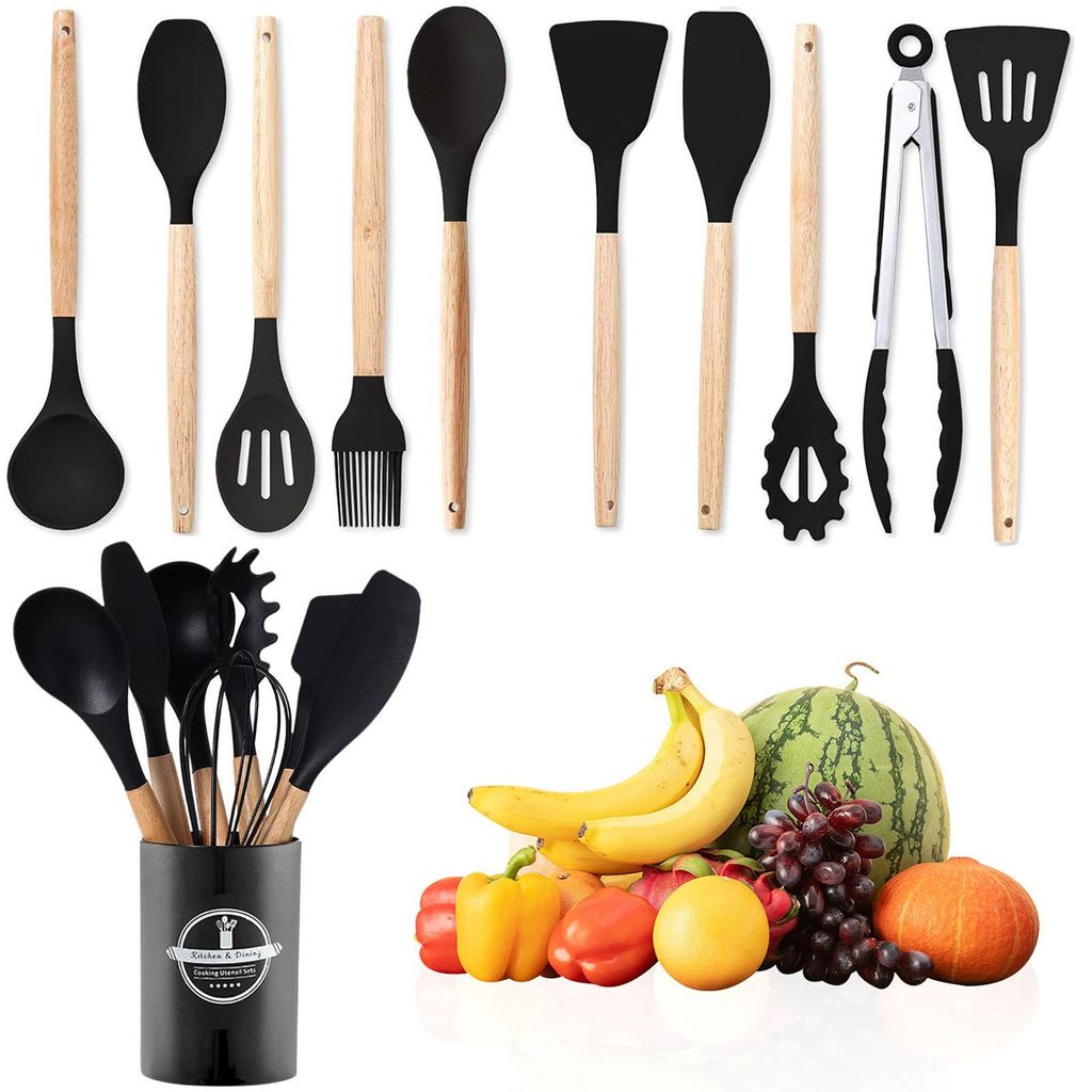 MODFU Küchenhelfer-Set, 12-teilig, Silikon-Kochutensilien, Produktbild 