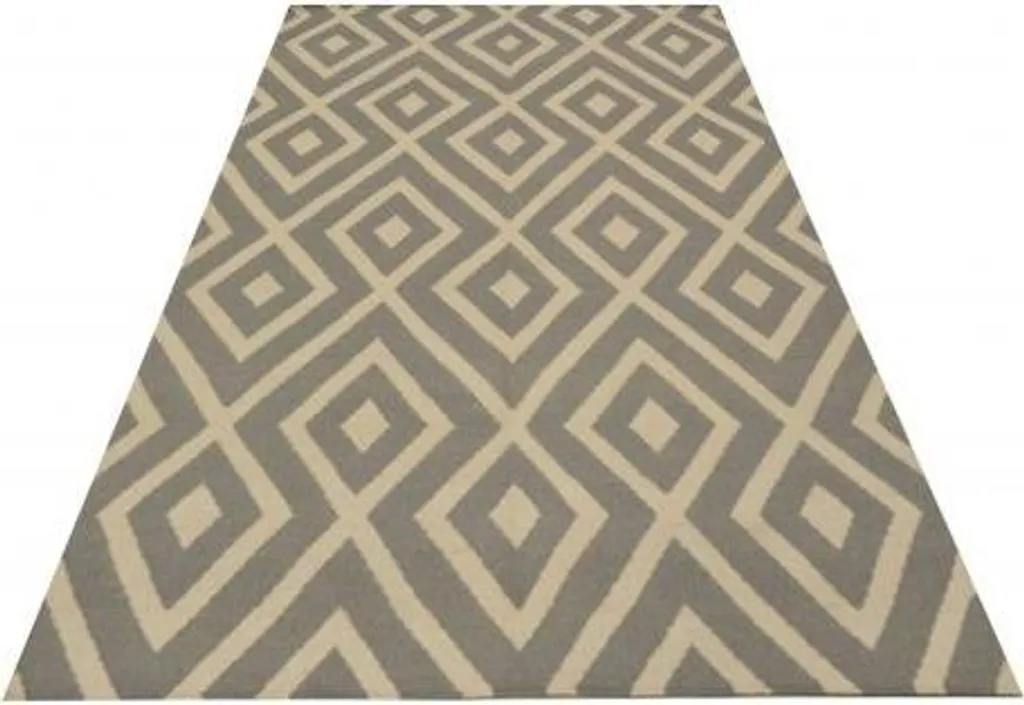 Tapis Kelim JP 11004 gris clair et blanc tissé à plat 150x240 cm