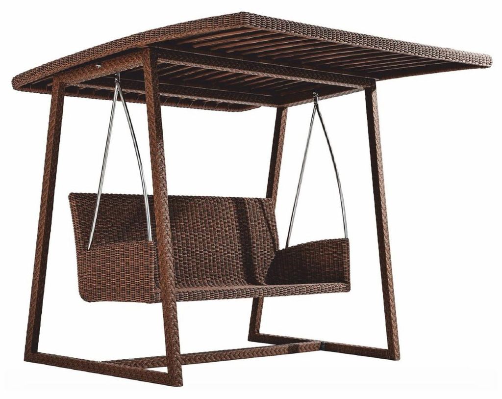 Casa Padrino Luxus Hollywoodschaukel mit Sonnendach Dunkelbraun 226 cm - Garten Möbel