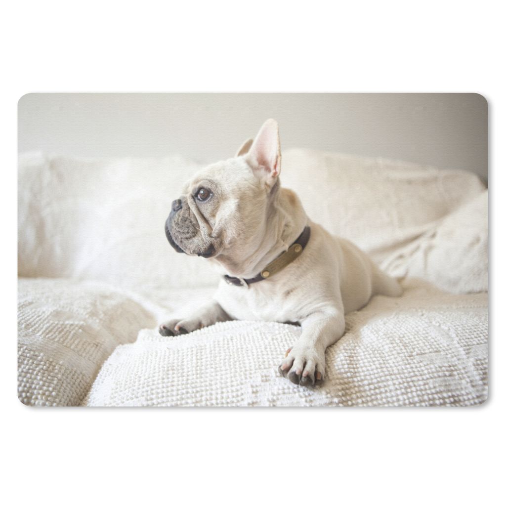MuchoWow Mauspad Mousepad Französische Bulldogge - weiß - Bank 27x18 cm - Mousepads - Maus Mat - Pad - Mausunterlage - Büroartikel - Desk Matten