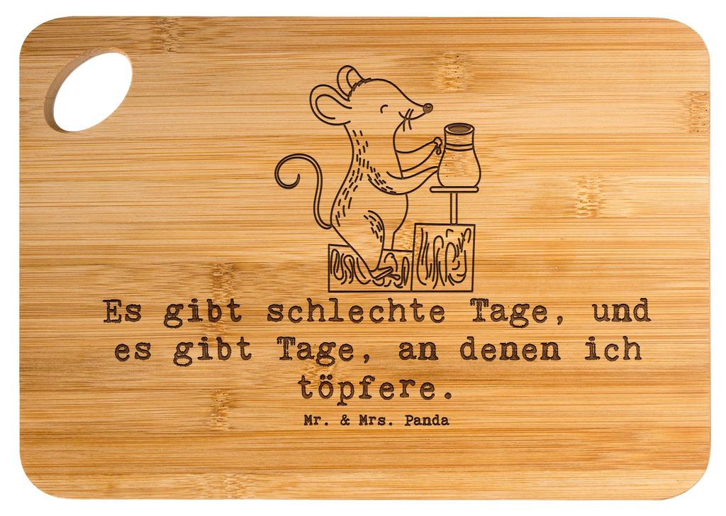 Mr. & Mrs. Panda Holzbrett Maus Töpfern - Transparent - Geschenk, Schneidebrett, Töpferkurs, Töpferei, holzschneidebrett, Hackbrett, jausenbrett...