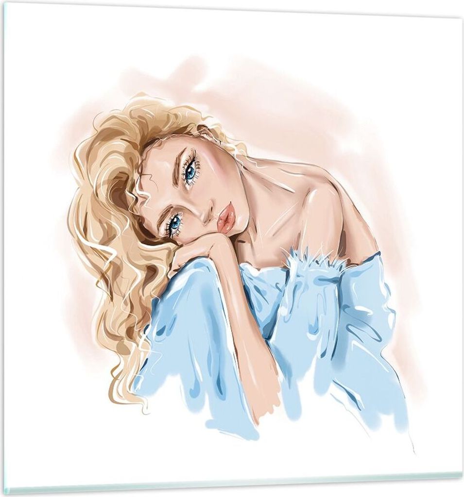 Bilder auf glas - Einteilig - Nachdenklich Frau Blond - 60x60cm - Glasbilder - Wandbilder - Bilder - zum Aufhängen bereit - Wanddekoration aus Gla...