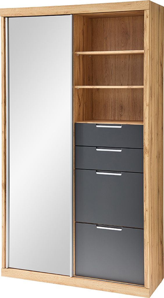 Garderobenschrank Eiche mit schwarz STREET-36