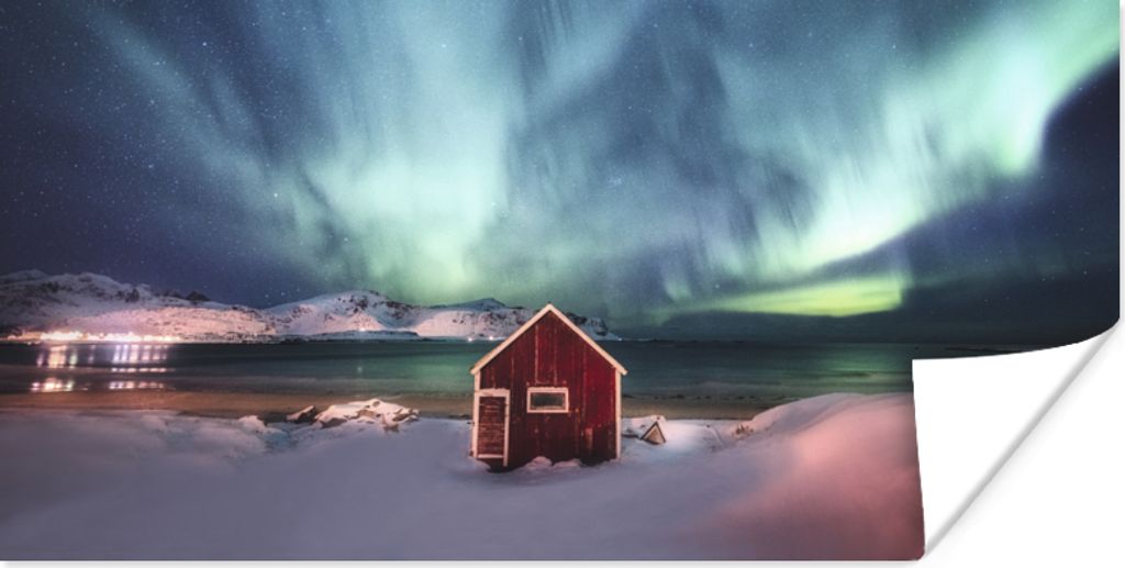 MuchoWow Poster Nordlichter - Himmel - Nacht 120x60 cm - Bild
