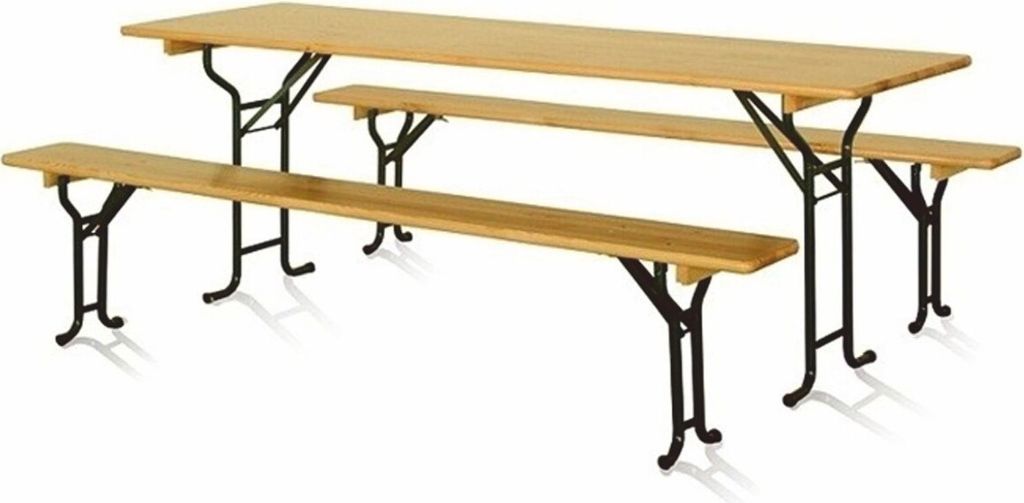 Casa Padrino Gartengarnitur Naturfarben / Schwarz 220 cm - Biergarten Möbel