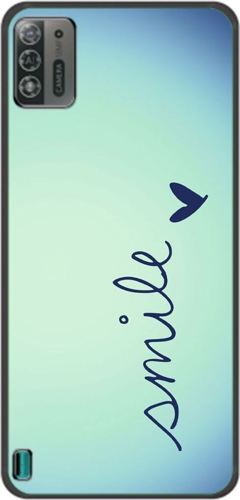 König Design Hülle kompatibel mit ZTE Blade A52 Lite Kunststoff Soft Handyhülle - Handy Case Smile Blau