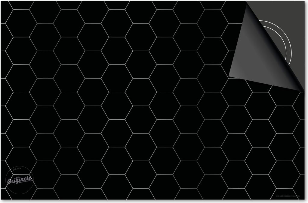 Induktionsschutz 59x52 - abdeckplatte Induktion matt- Dietrix Kochfeldschutz- Base - Hexagon & Mosaik - Hexagon & Mosaik Schwarz Silber