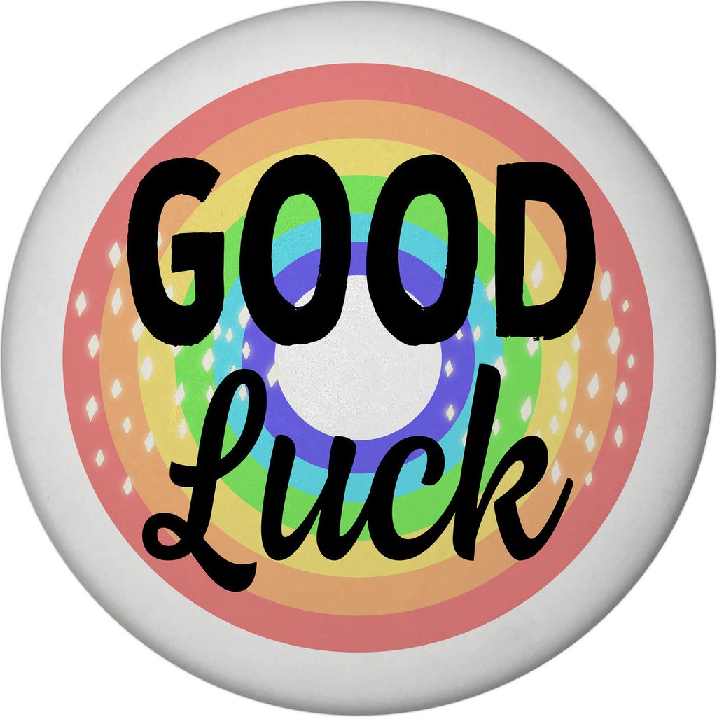 Good Luck Magnet rund mit Regenbogen